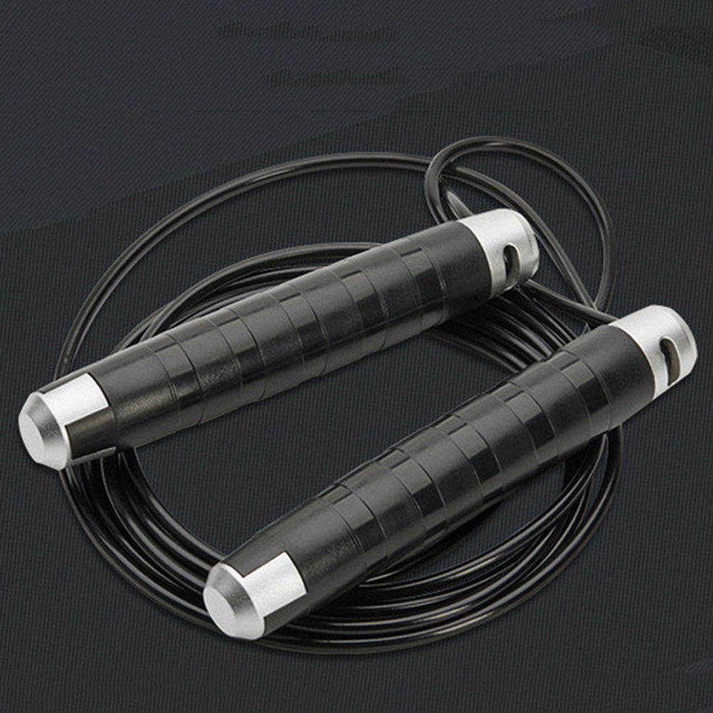 Jump Rope Speed Bearing - Zwarte stalen kabel springtouw met ergonomisch