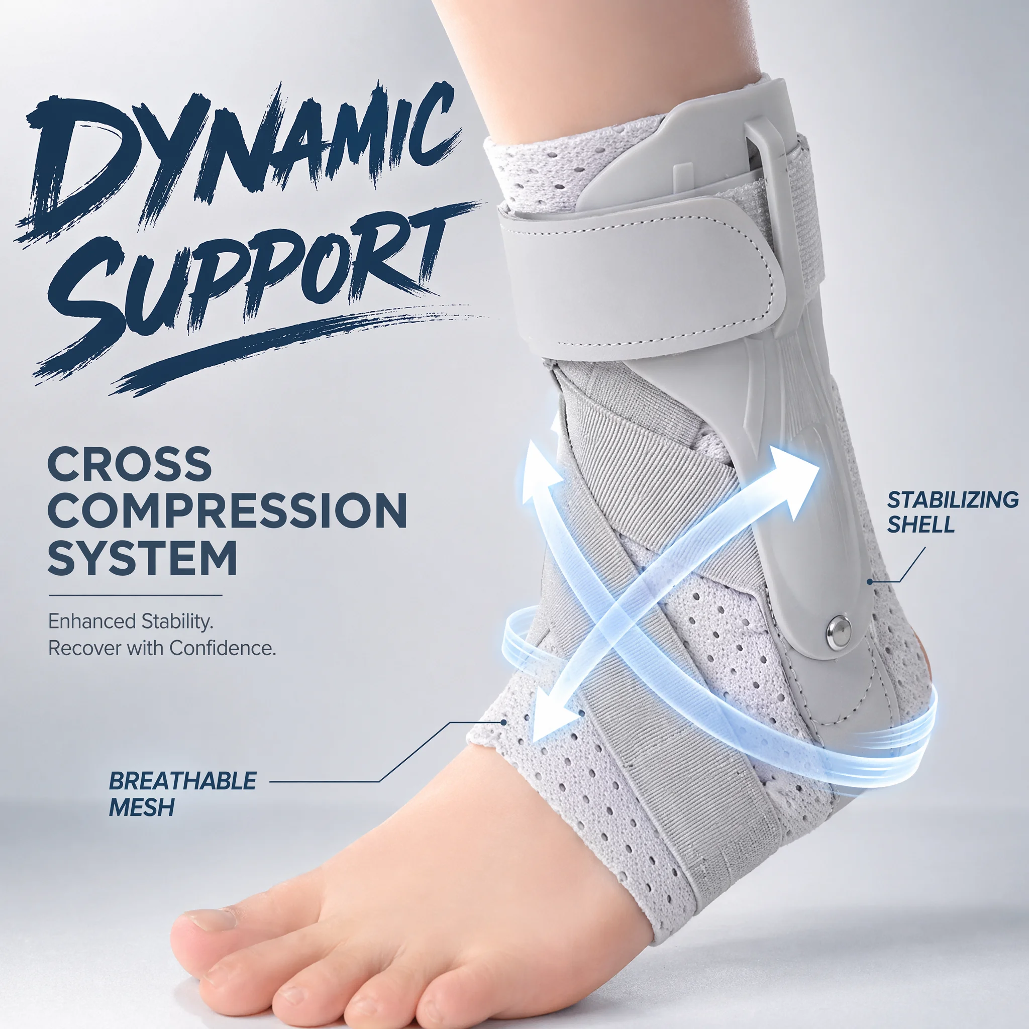 Ankle Mobility Band - Enkelbrace met zijstabilisatoren, verstelbare ondersteuning voor